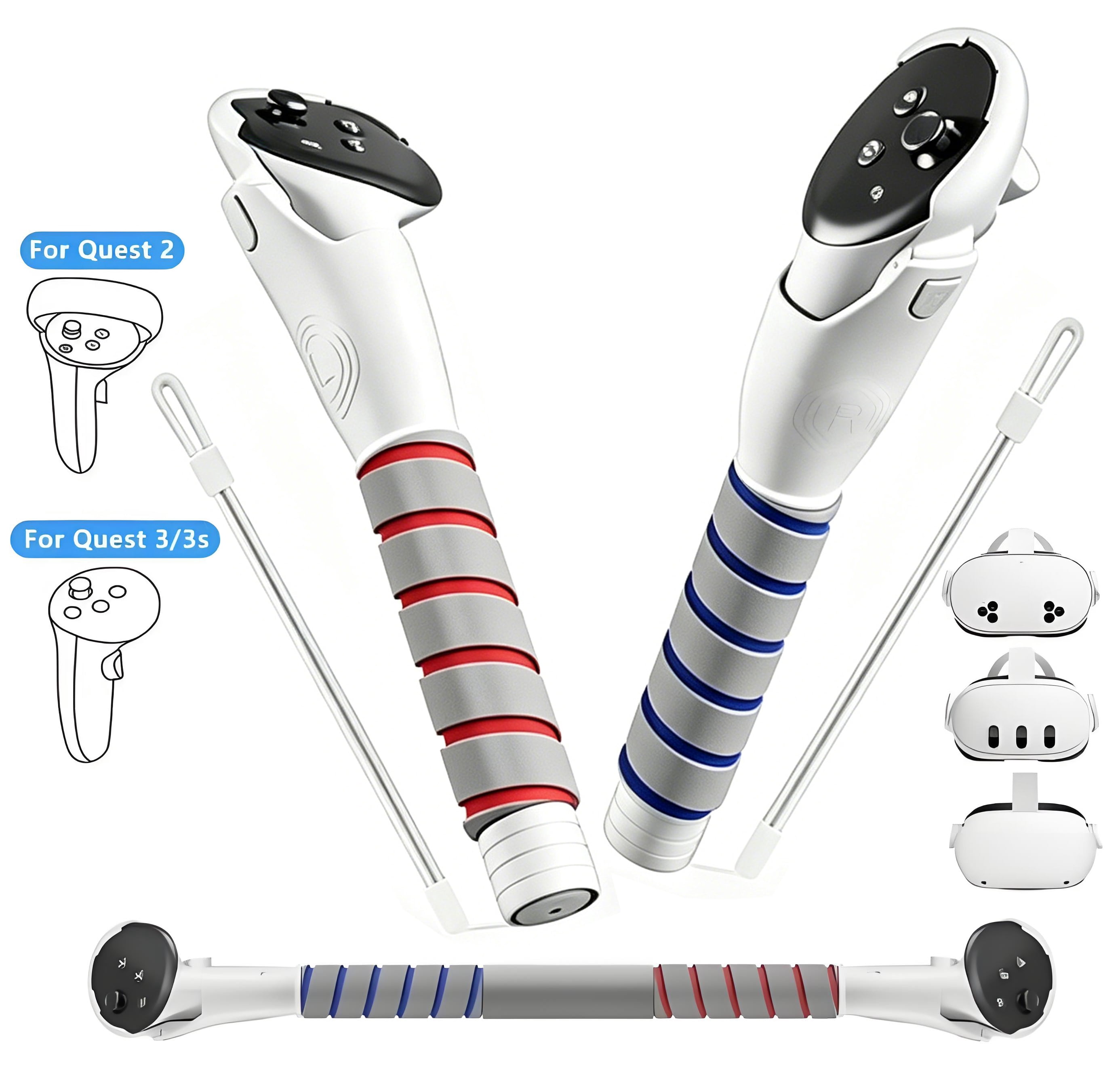 Prociv VR Accessories, Handle Extender Grips for Meta Quest 2/3/3S