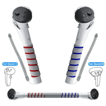 VR Accessories Handle Attachments for Meta Ouclus Quest3/Quest3S, Dual Handles and Long Stick Handle Extension Grips to Play Multiple VR Games, Gorilla Tag Long Arms Grips Beat Saber Golf Club