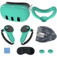 thumbnail image 1 of VR Accessories Set for Meta Quest 3, with Protective Face Cover, Controller Grips, Headset Case, Lens Protector-Green, 1 of 8