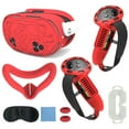 thumbnail image 1 of VR Protective Accessory Set for Meta Quest 3S, with Controller Handle Cover, VR Shell, Mask, Lens Cover, Thumb Grip, Eye Mask, Protective Case-Red, 1 of 8