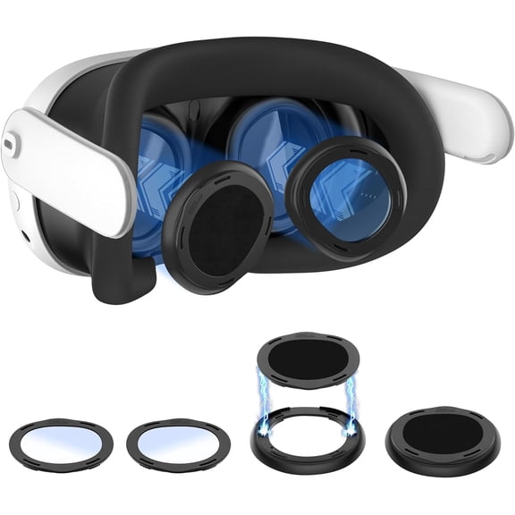 VR Blue Light with Lens Protector Cover for Meta Quest 3 Accessory, Anti-Glare and Protect Your Eyes from Harmful Blue Light