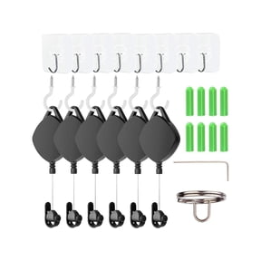VR Cable Management System, Ceiling Hooks with Retractable Carabiner, Retractable Ceiling Pulley System for Oculus Quest/Quest 2/HTC Vive/Vive Pro/Oculus Rift/Rift S [6 Packs, Black]