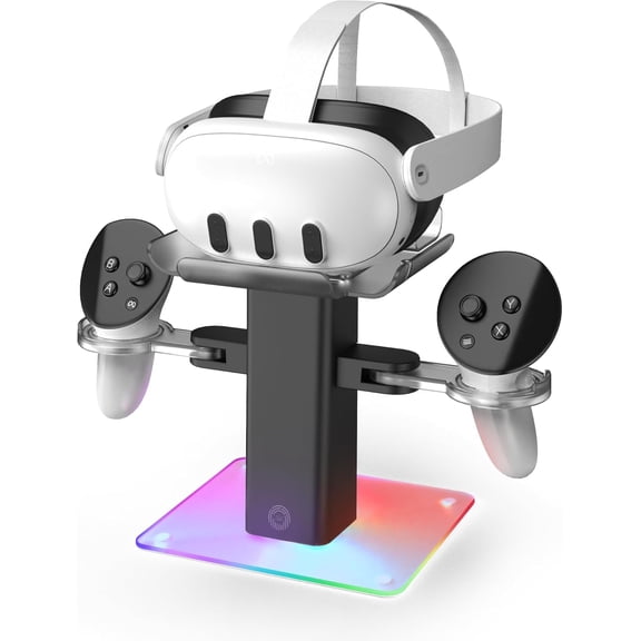 VR Charging Display Stand Compatible with Quest 3s/Quest 3/Vision Pro/Quest 2/Pico 4/for PSVR 2 - Universal VR Stand Holder, Stable Bracket Storage Round Base, Mount Install Easy