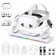 VR Charging Dock for Meta Quest 3S/3/2, PD 20W Fast Charging Station Meta/Oculus Quest 3S/3/2 Accessories, Magnetic Charger Stand for VR Headset/Controller, RGB Light, Rechargeable Batteries