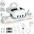 thumbnail image 1 of VR Charging Dock for Meta Quest 3/3S with RGB LED Light, Magnetic Charging Station for Oculus Quest 3 VR Headset and Touch Controllers, with 2 Rechargeable 2100mAh Batteries/USB-C Charger Cable, 1 of 9