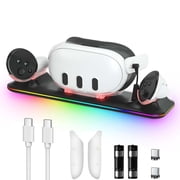 VR Charging Dock for Meta Quest 3, Fast Charging Station with Colorful RGB Light for Oculus Quest 3, Magnetic Charging S