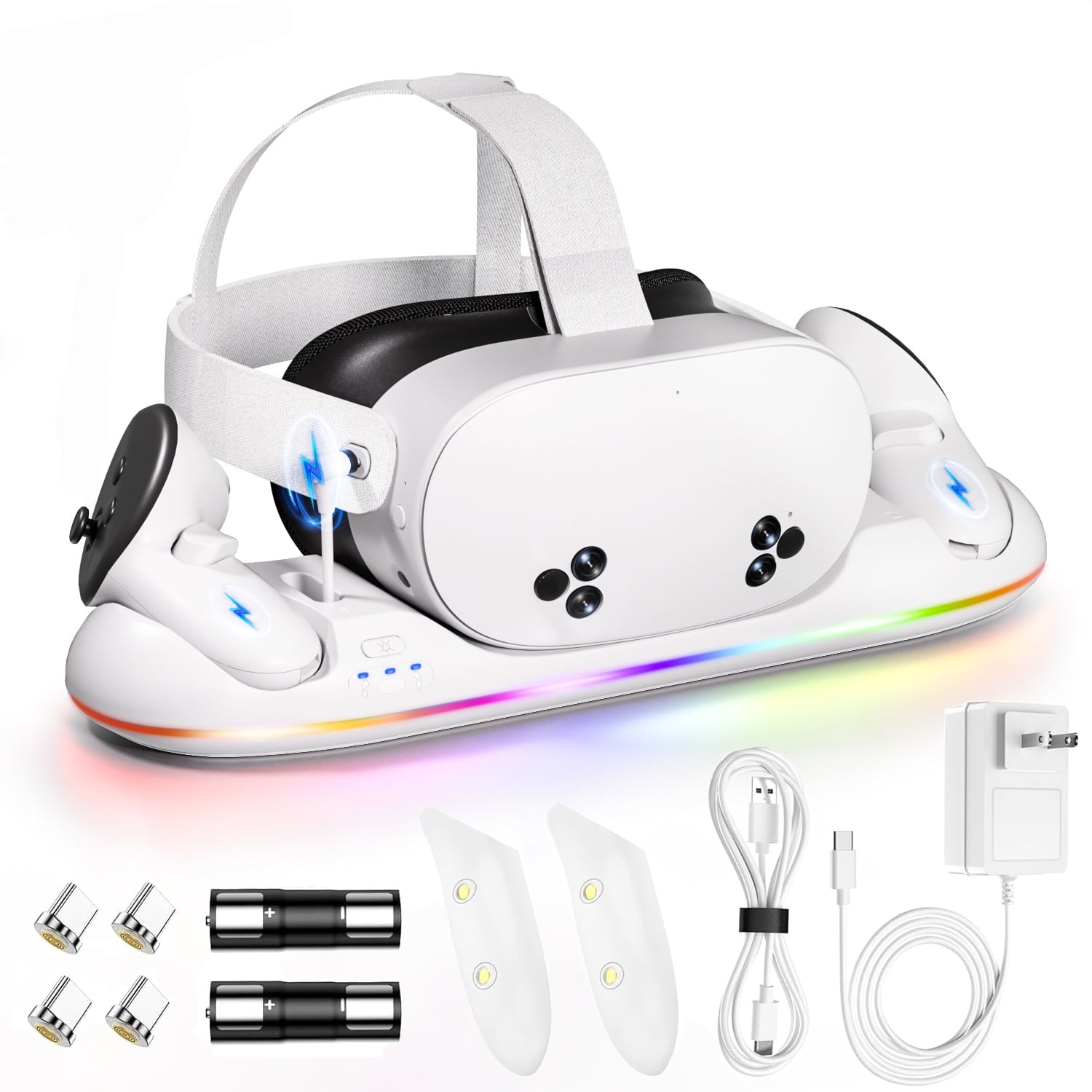 Prociv VR Headset Charging Dock, RGB Magnetic Station for Quest 3