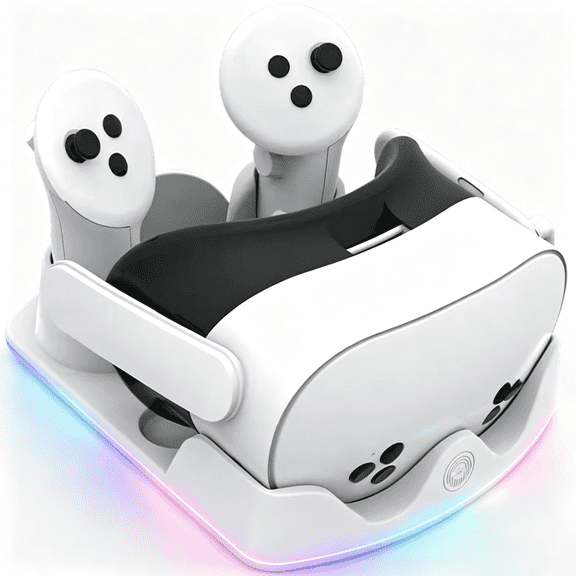 For VR Charging Dock RGB Light Charging Station Stand for Meta Quest 3S 3 2 Headset and Controllers VR Accessories