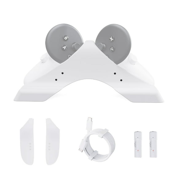 VR Charging Dock for Meta Quest 3 Controllers - Charging Station with 2 x 1800mAh Rechargeable Batteries and Display Holder-Black