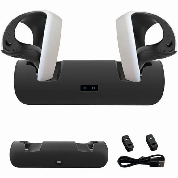 VR Charging Station for PS VR2 Controllers with Display Light and USB-C Cable for Easily Charging PS VR2 Controllers