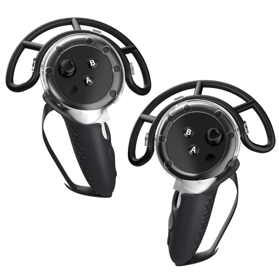 VR Controller Grips Cover for Meta Quest 3 Accessories, TPU Controller Protector with Adjustable Straps, Anti-Collision Cover for Protecting Gamepad-Black