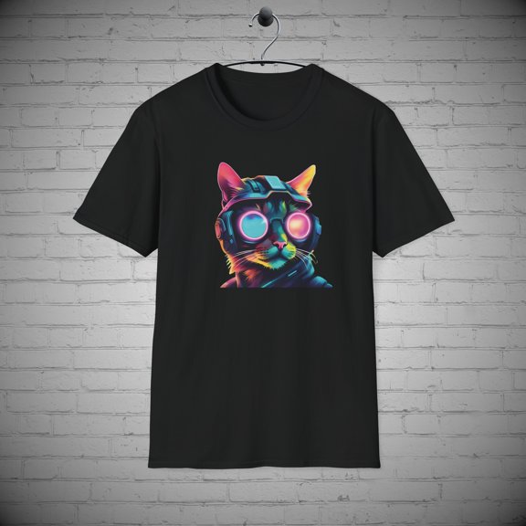 VR Cyber Punk Neon Cat t-shirt, Cat lover Gift, Virtual reality tee