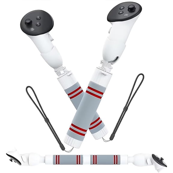 VR Game Handle Accessories for Meta Quest 3 / Oculus Quest 2 Controllers Extensions, Dual Handles Extension Grips for VR Game Beat Saber Golf Club Baseball & Gorilla Tag White