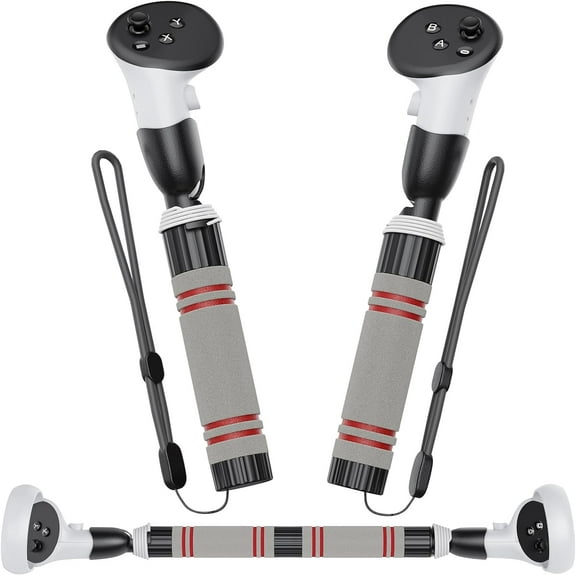 VR Game Handle Accessories for Meta Quest 3 / Oculus Quest 2 Controllers Extensions, Dual Handles Extension Grips for VR Game Beat Saber Golf Club Baseball & Gorilla Tag Black