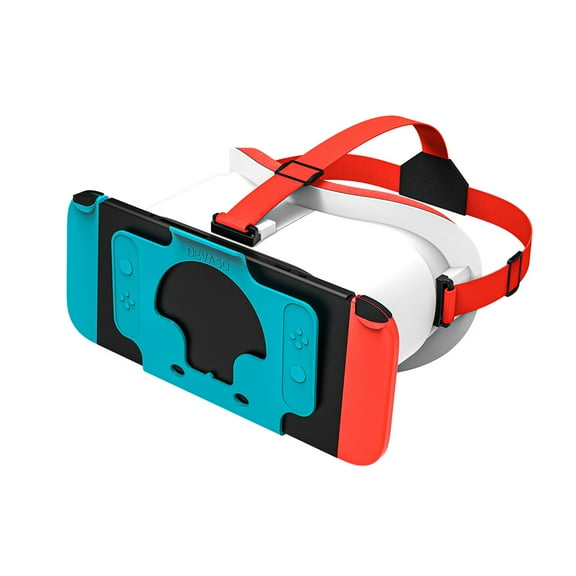 VR Gaming Headset with Secure Slot Design for Nintendo Switch & New OLED Console, Adjustable HD 3D VR Glasses Headset (White Blue)