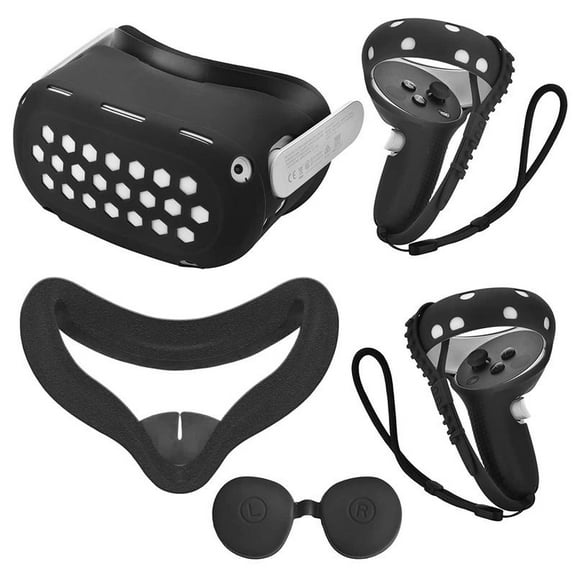 VR Gaming Protective Case Kit for Oculus Quest 2 - Includes Face Cover, Controller Grip Cover, Lens Cover - Essential Gaming Wearable Accessories