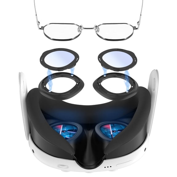 VR Glasses Lens Protector Frame Cover for Quest 3 Anti-Scratch Ring Lens Anti Blue Light-Black