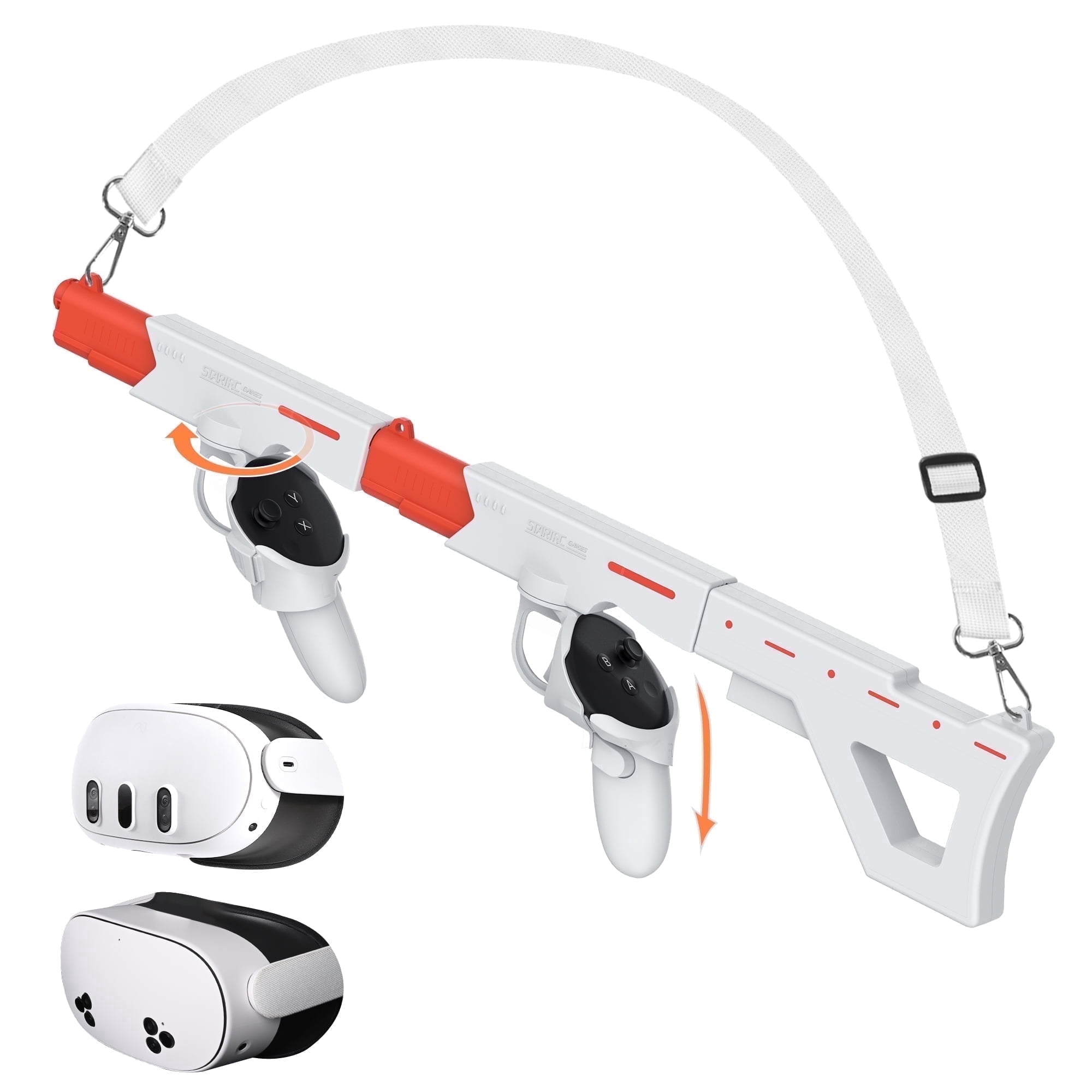 VR Gunstock for Meta Quest 3, Quest 3S Rifle-Like or Dual-Pistol Handle VR Gun Stock Quest3 VR Games Accessories Connect to Touch Controller, Real Game Feeling