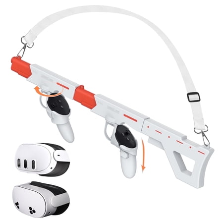 VR Gunstock for Meta Quest 3, Quest 3S Rifle-Like or Dual-Pistol Handle VR Gun Stock Quest3 VR Games Accessories Connect to Touch Controller, Real Game Feeling