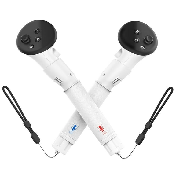 VR Handle Attachments for Meta Quest 3/Quest 3S, Long Arms Controller Grips for Oculus Quest 3 Gorilla Tag, Beat Saber Handles for Large Hands Waterproof Silicone Covers VR Accessories, White