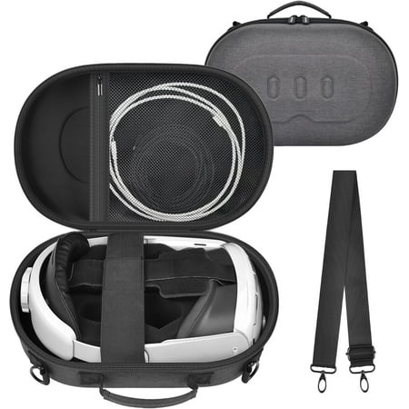 VR Headset Case Compatible with Meta Quest 3S 128GB/ for Meta Quest 3 512GB Virtual Reality Headset Elite Strap Storage Holder for Touch Controller Power Adapter Accessories for Travel-Grey(Box only)