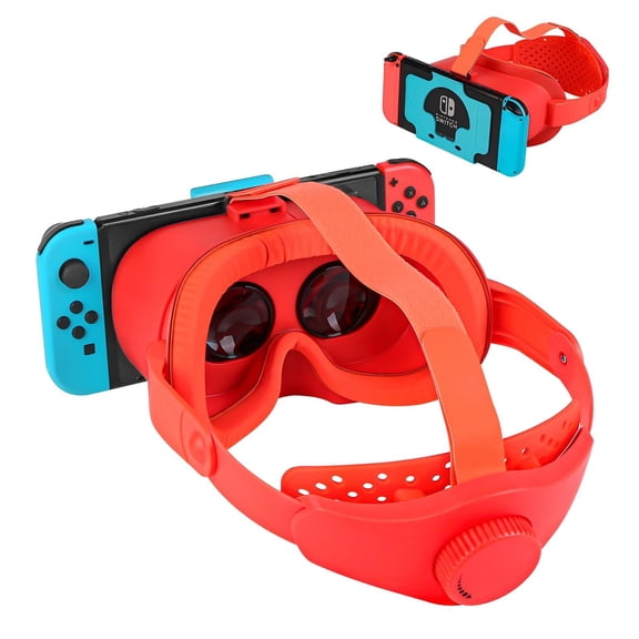 VR Headset Compatible with Nintendo Switch/Switch OLED, VR Glasses Accessories with Adjustable HD Lenses and Comfortable Head Strap, VR Labo Goggles Headset Accessories(Red & Blue)