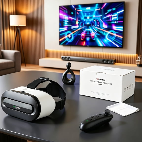 VR Headset Compatible for Most Smartphones, 4K HD Wide FOV Low Latency IMAX Virtual Reality System, Wide Field of View for Gamers, Movie Lovers, Private Cinema Experience, Smartphone VR Headphone
