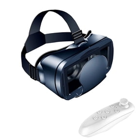 VR Headset with Controller, Virtual Reality 3D VR Glasses for Cell Phone, Immersive 3D Movie, AR Game, Adjustable Fit, Compatible with 5-7 in Phones, 4.7 x 1.7 x 1.3 in / 12 x 4.4 x 3.3 cm
