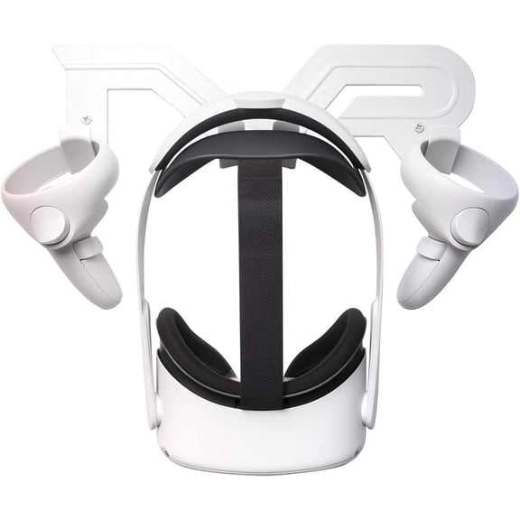 VR Headset and Controller Wall Mount Storage Stand Hook Compatible for 3 / 2 / Pro / 1, PSVR 2, Pico 4, Rift S, Reverb G2, Vive, Valve Index, PS VR (White)