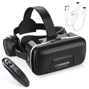 VR Headset for Phone with Controller, 3D VR Glasses with An-ti Bluelight HD Lenses Adjustable Pupil Distance, Virtual Reality Headsets for VR Movies Games, VR Goggles for iPhone/Android 4.7-7.2"