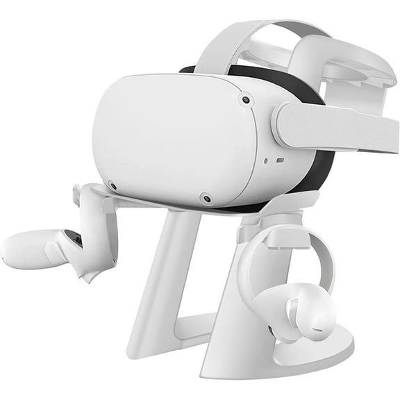 VR Headset Stand for Quest 2 - Docking Station for Touch Controller Compatible with Quest 2/Quest/Rift/Rift S/Samsung Odyssey/Valve Index/HTC Vive-White