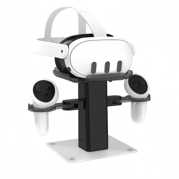 VR Headset Stand for Meta Quest 3S/3/2 - Stable Storage Holder with RGB Base for Safe Controller Storage-Black