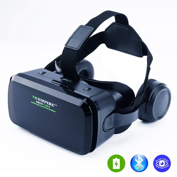 VR Headset Virtual Reality Headset 3D Glasses with 120°FOV, Anti-Blue-Light Lenses, Stereo Headset, for All Smartphones with Length Below 6.3 inch Such as iPhone & Samsung HTC HP LG etc.