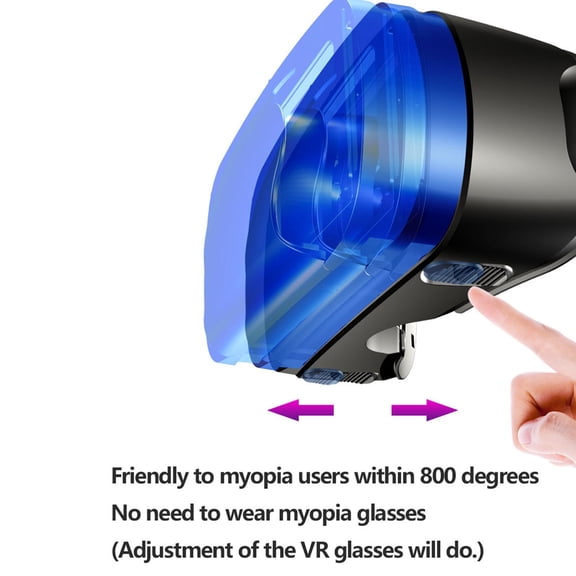 VR Headset Wide View 110, Adjustable For 5,7" Phones, Anti,Blue Light Earphones Included