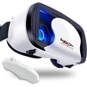 VR Headset with Controller Adjustable 3D VR Glasses Virtual Reality Headset HD Blu-ray Eye Protected Support 57 Inch for Phone/Android