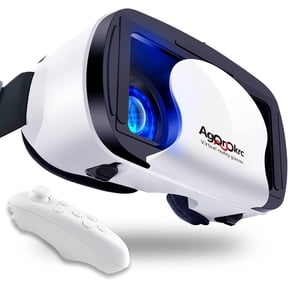 VR Headset with Controller Adjustable 3D VR Glasses Virtual Reality Headset HD Blu-ray Eye Protected Support 5~7 Inch for Phone/Android