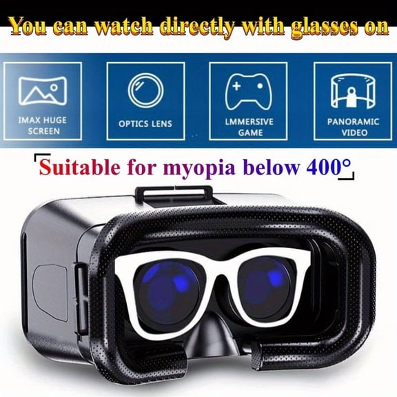 VR Headset with Gamepad, 3D Virtual Reality Goggles for 4.76.7" Smartphones, IMAX Viewing Experience