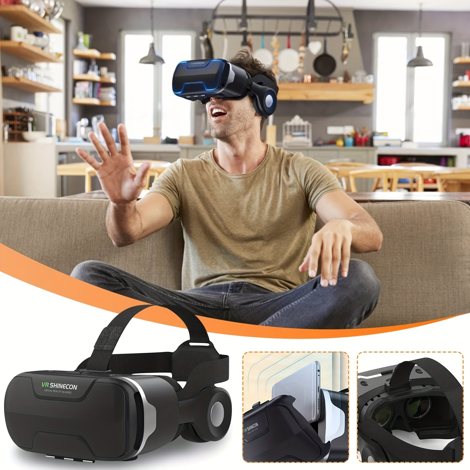 VR Headsets Compatible With IPhone Android Universal Phone Virtual Reality VR Goggles For Kids Adults Your Best Mobile Games 360 Movies Soft