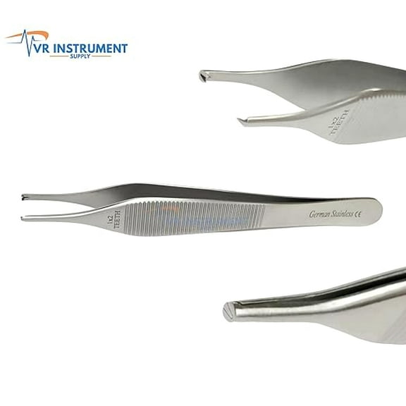 VR Instrument Supply Adson Thumb Tissue Forceps Toothed 1X2 4.75 Size German Stainless CE