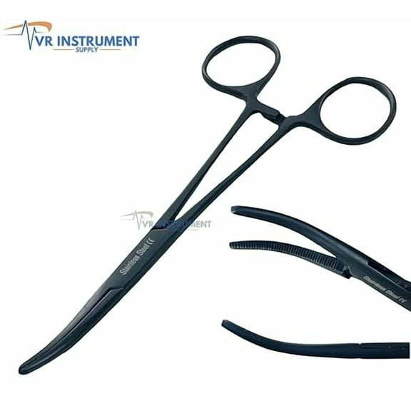 VR Instrument Supply Crile Forceps Curved All Black Locking German Stainless CE