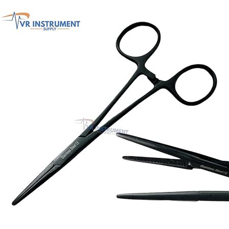 VR Instrument Supply Crile Forceps Straight All Black Locking German Stainless CE