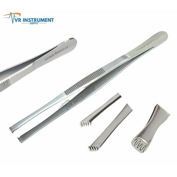 VR Instrument Supply Dissecting Tweezer Thumb Tissue Forceps 4X5 Teeth Rat Tooth 5.5"