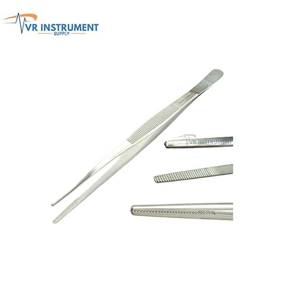 VR Instrument Supply Dressing Tweezer Thumb Dissecting Forceps Serrated Tip Tools 6-inch