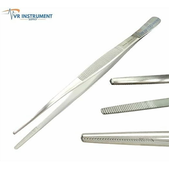 VR Instrument Supply Dressing Tweezer Thumb Dissecting Forceps Serrated Tip Tools 8-inch