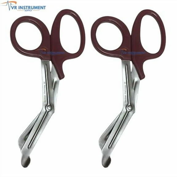 VR Instrument Supply EMT and Trauma Shears 7.5 Inch Bandage Scissors with Non-Stick Blades Brown Handle German Stainless Ce 2 Pcs