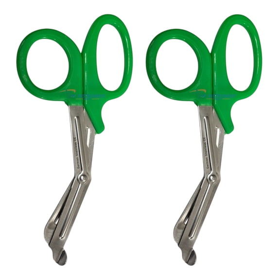 VR Instrument Supply EMT and Trauma Shears 7.5 Inch Bandage Scissors with Non-Stick Blades Green Handle German Stainless Ce 2 Pcs