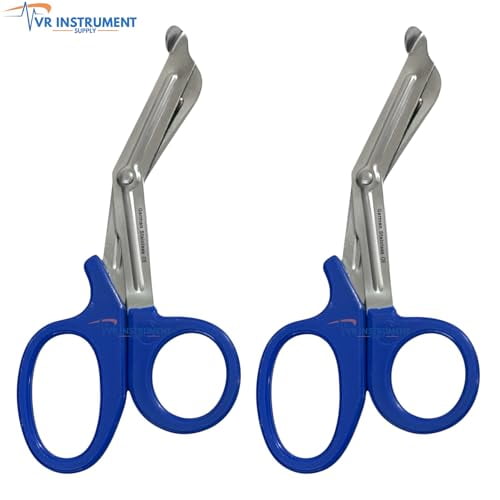 VR Instrument Supply EMT and Trauma Shears 7.5 Inch Bandage Scissors with Non-Stick Blades Royal Blue Handle German Stainless Ce 2 Pcs