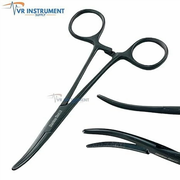 VR Instrument Supply Kelly Forceps Curved 5.5" Locking Clamps All Black German Stainless CE