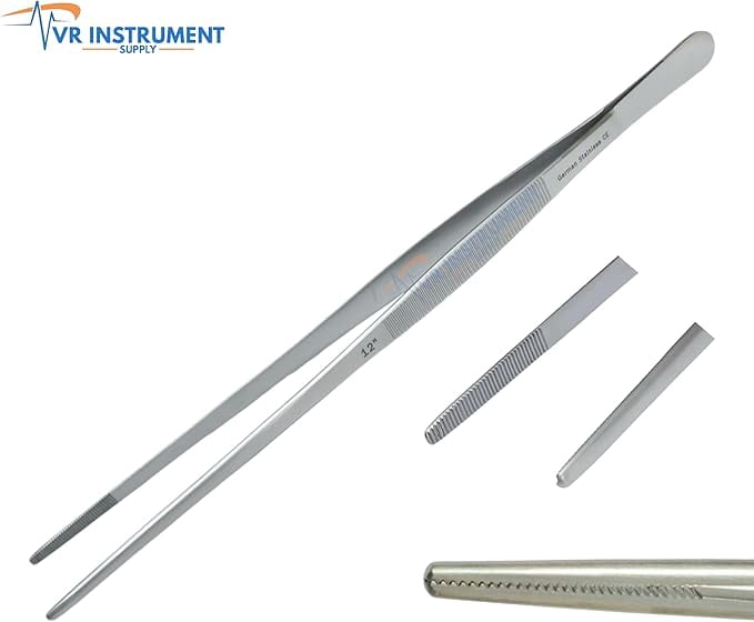 VR Instrument Supply Lab Tweezers with Straight Broad Tips 12 Inch ...