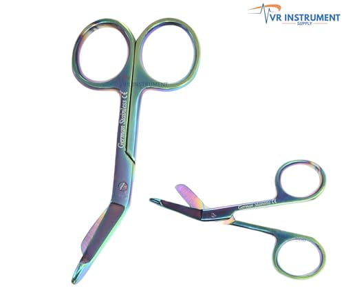 VR Instrument Supply Lister Bandage Scissors 3.5 -Inch Stainless Steel Shears Cut Through Bandages, Dressing, Tape, Gauze, Clothing Rainbow Multi Color